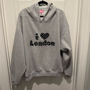 Edikted Gray 'I Love London' Sweatshirt Hoodie Size XL